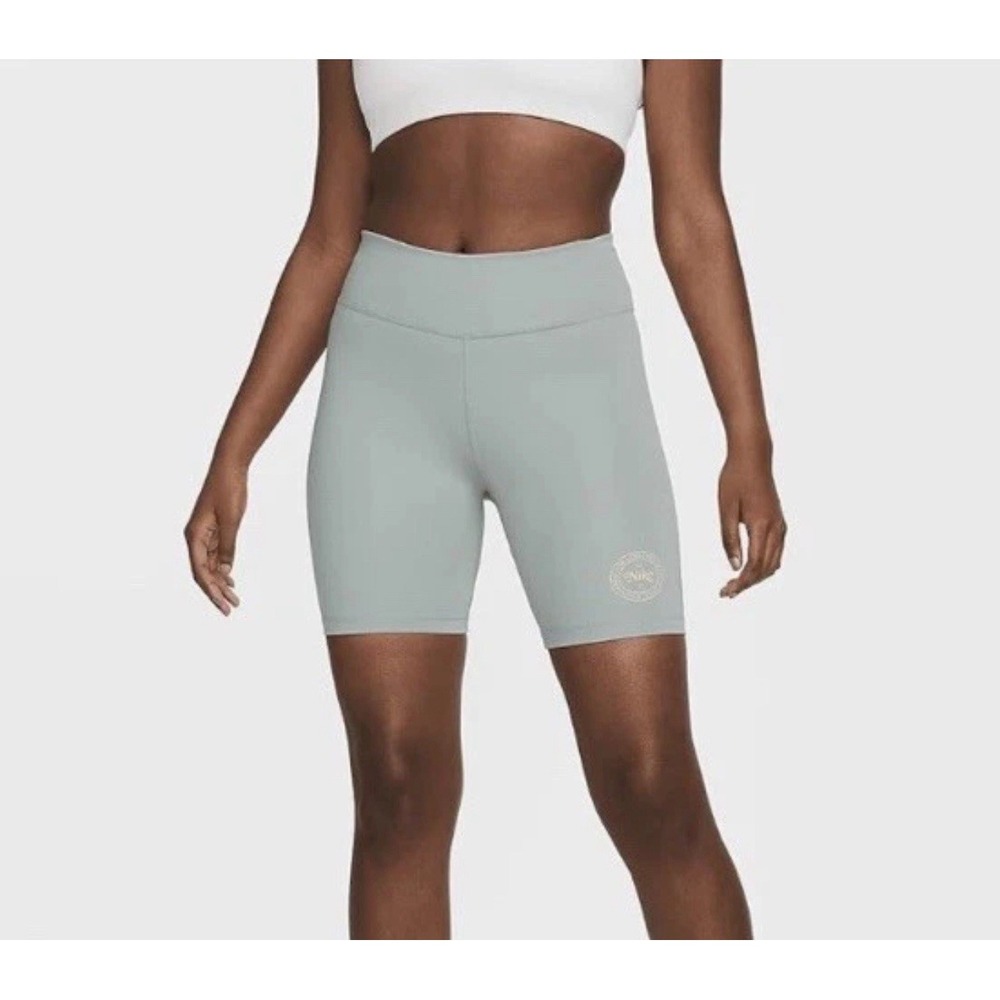 Nike One Heritage Mid-Rise 7" Women Biker Shorts FJ1825-013 Size Smll Dusty Sage